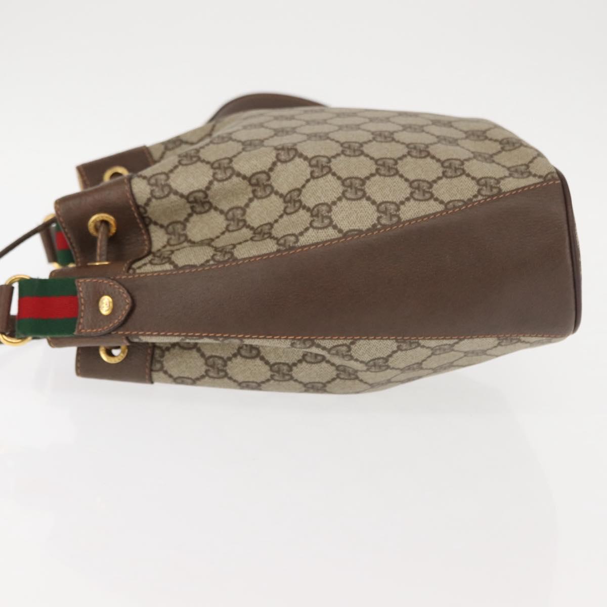 GUCCI GG Supreme Web Sherry Line Bag PVC Beige Gold 164 02 034 Auth 146255