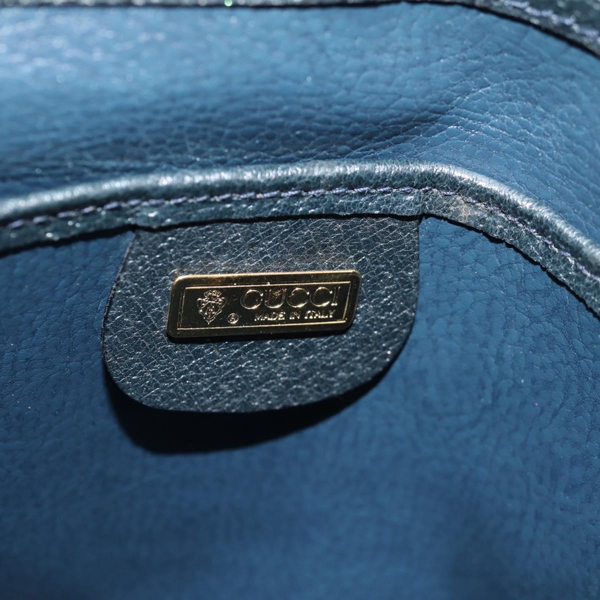 GUCCI GG Supreme Shoulder Bag PVC Navy Gold Auth 146256V