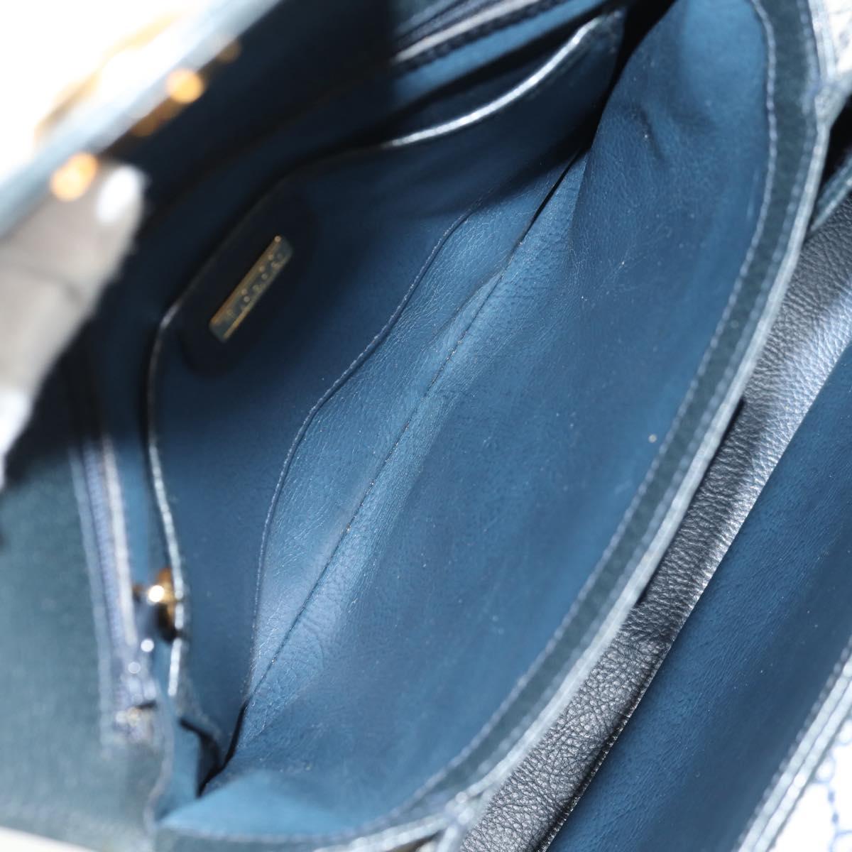 GUCCI GG Supreme Shoulder Bag PVC Navy Gold Auth 146256V