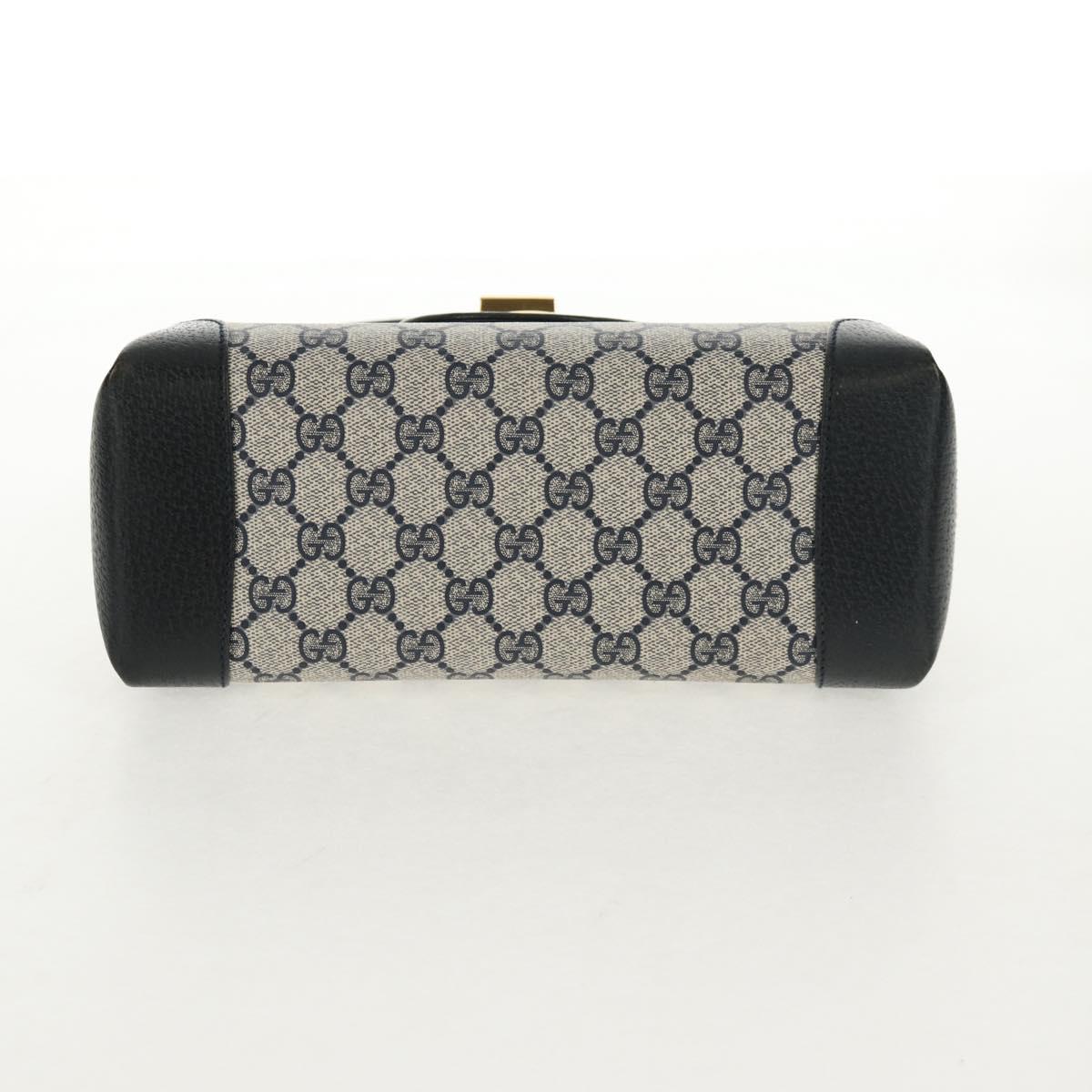 GUCCI GG Supreme Shoulder Bag PVC Navy Gold Auth 146256V