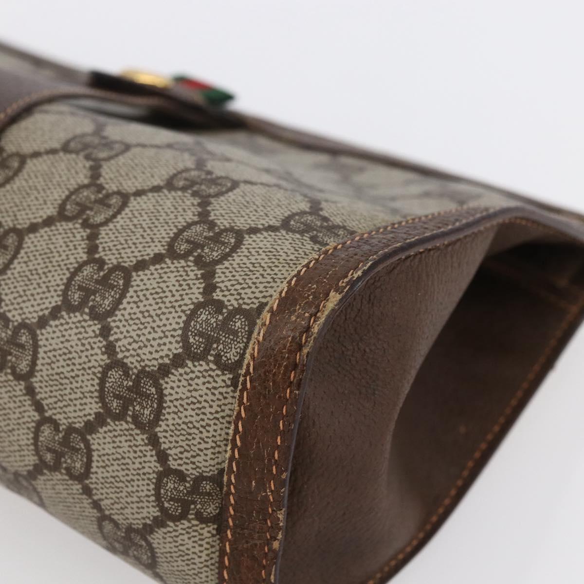 GUCCI GG Supreme Web Sherry Line Clutch Bag PVC Beige Red 156 01 033 Auth 146257