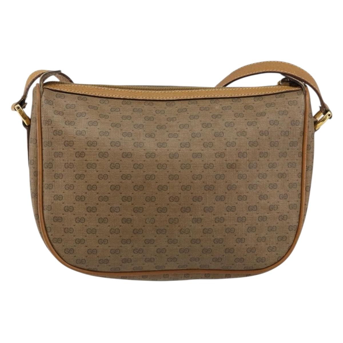 GUCCI Micro GG Supreme Web Sherry Line Bag PVC Beige Gold 89 02 032 Auth 146259