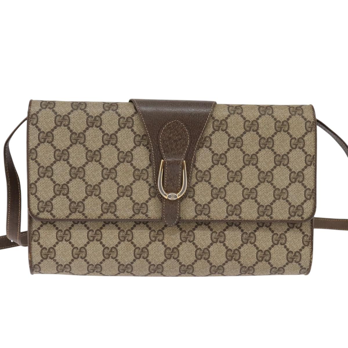 GUCCI GG Supreme Shoulder Bag PVC Beige Gold 94 02 050 Auth 146260