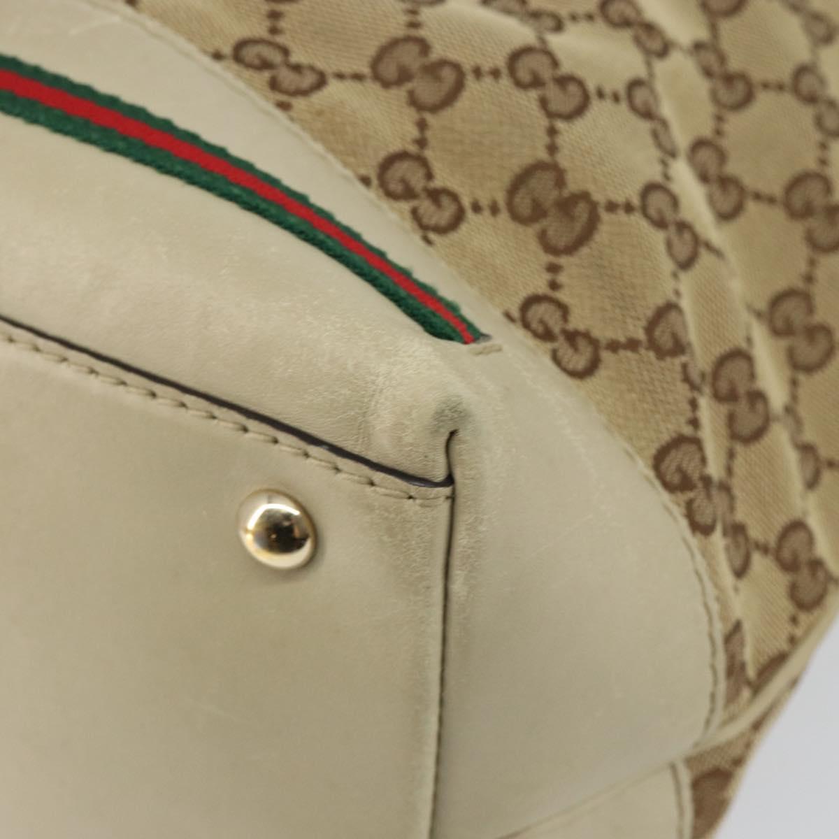 GUCCI GG Canvas Web Sherry Line Pretty Bag Beige Gold 257064 Auth 146262