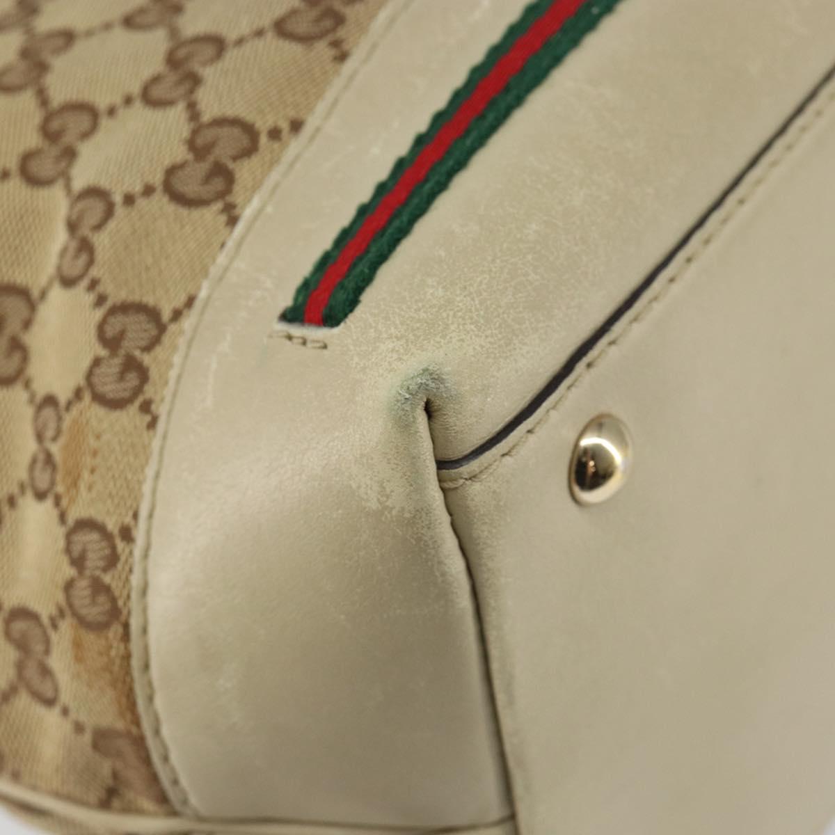 GUCCI GG Canvas Web Sherry Line Pretty Bag Beige Gold 257064 Auth 146262