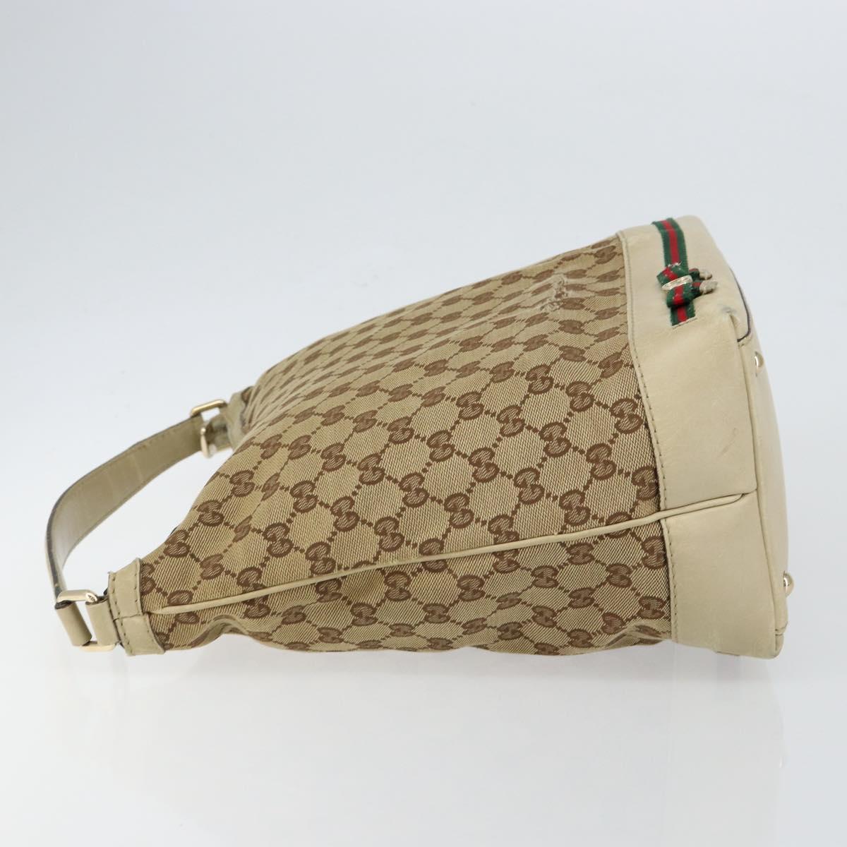 GUCCI GG Canvas Web Sherry Line Pretty Bag Beige Gold 257064 Auth 146262