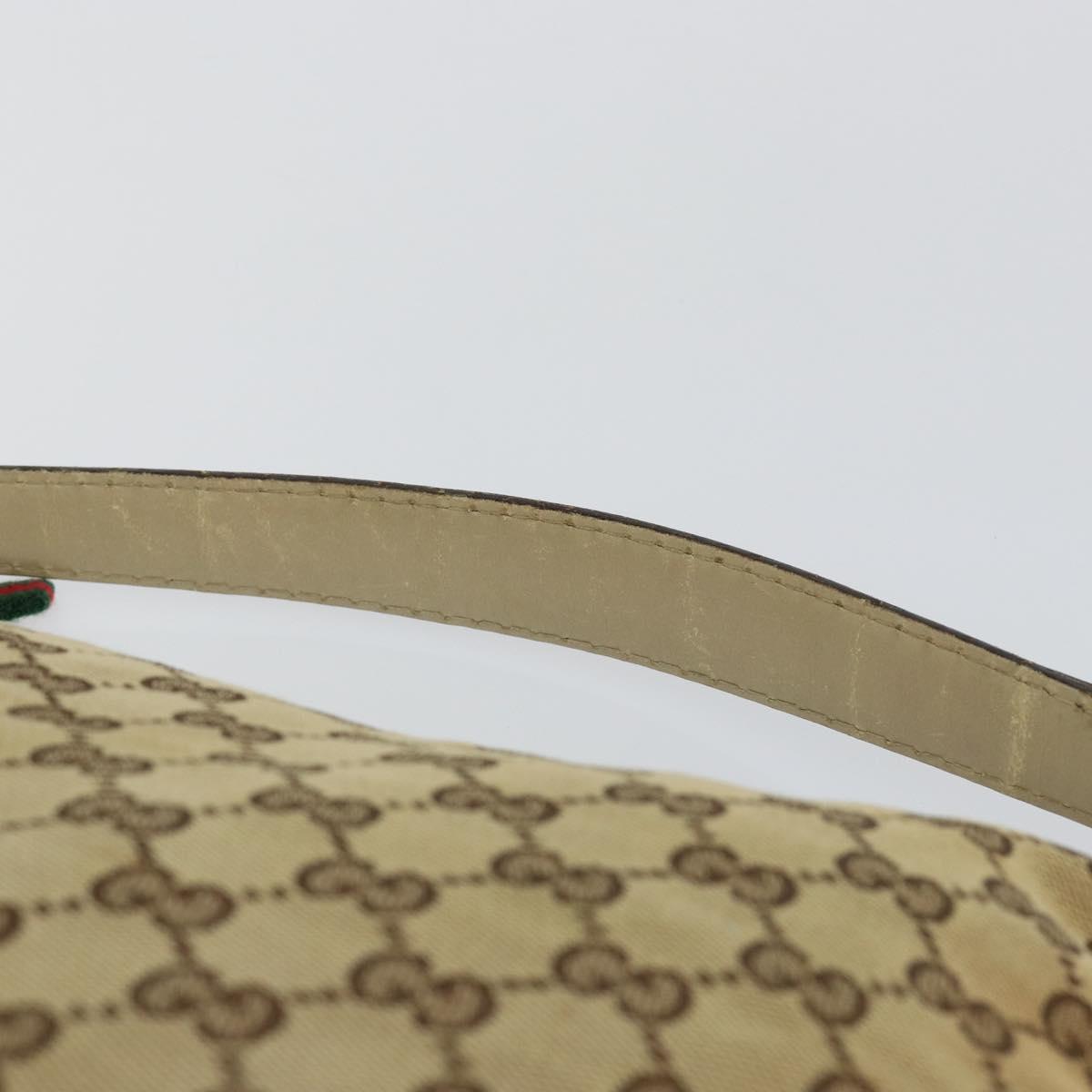 GUCCI GG Canvas Web Sherry Line Pretty Bag Beige Gold 257064 Auth 146262