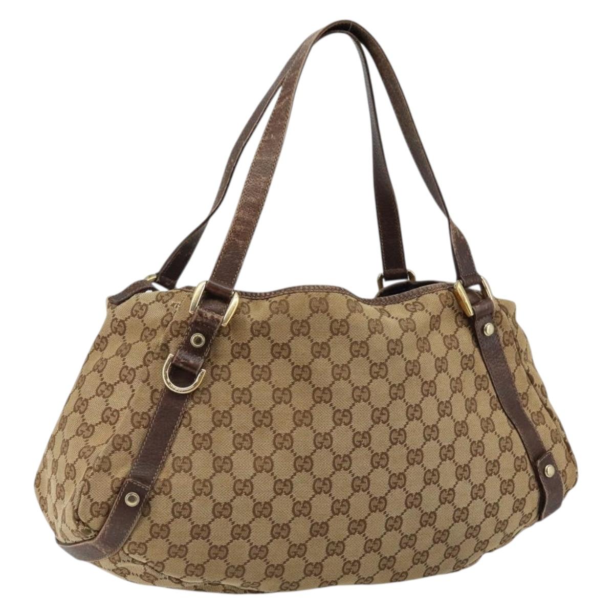 GUCCI GG Canvas Abbey Tote Bag Beige Gold 130736 Auth 146263