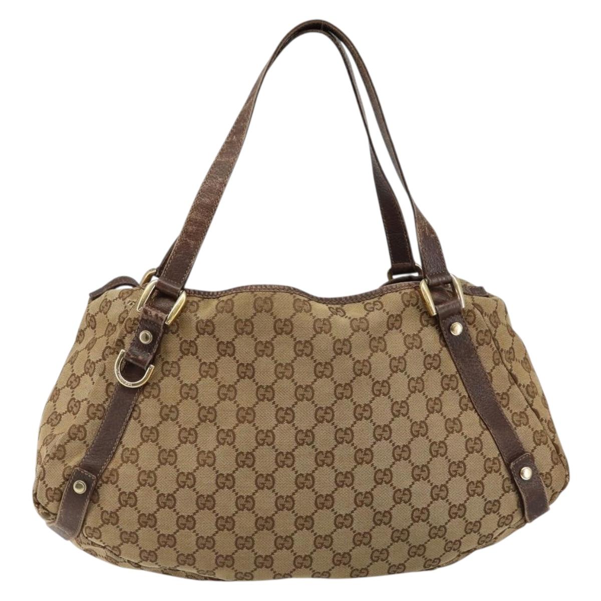 GUCCI GG Canvas Abbey Tote Bag Beige Gold 130736 Auth 146263
