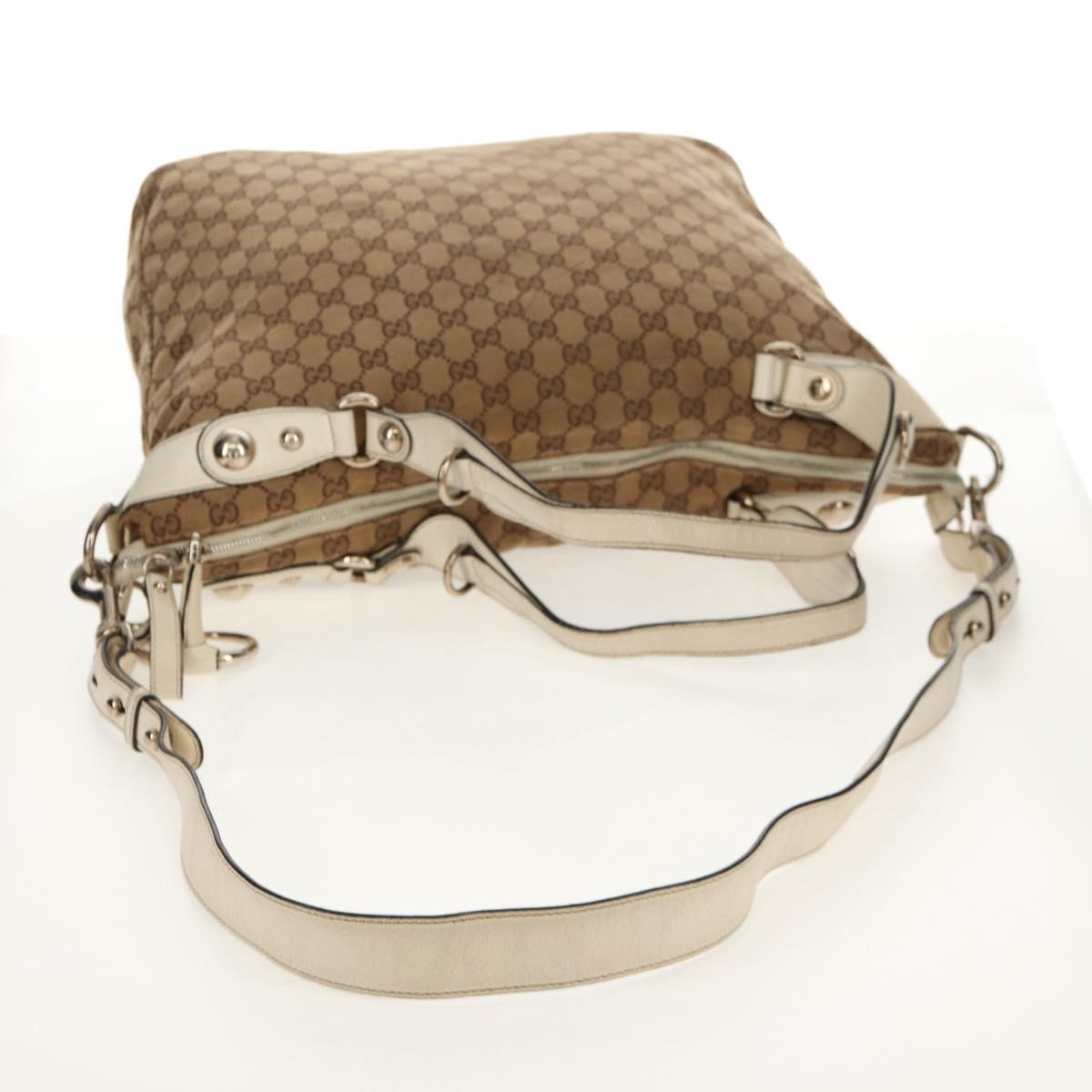 GUCCI GG Canvas Horsebit Tote Bag 2way Beige Gold 232949 Auth 146265