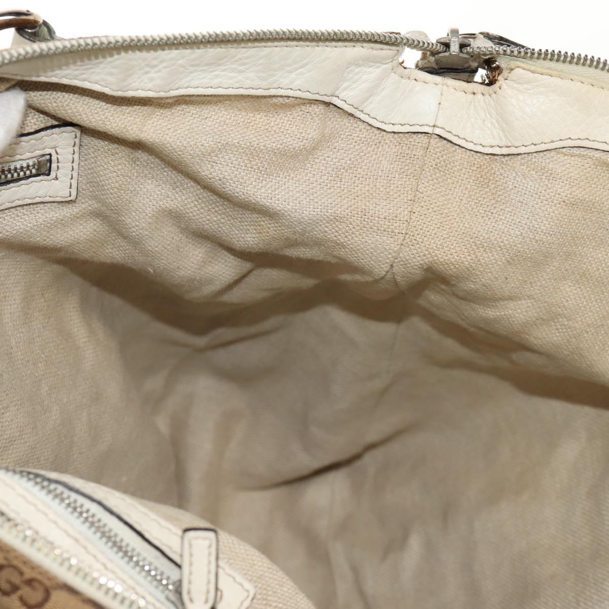 GUCCI GG Canvas Horsebit Tote Bag 2way Beige Gold 232949 Auth 146265