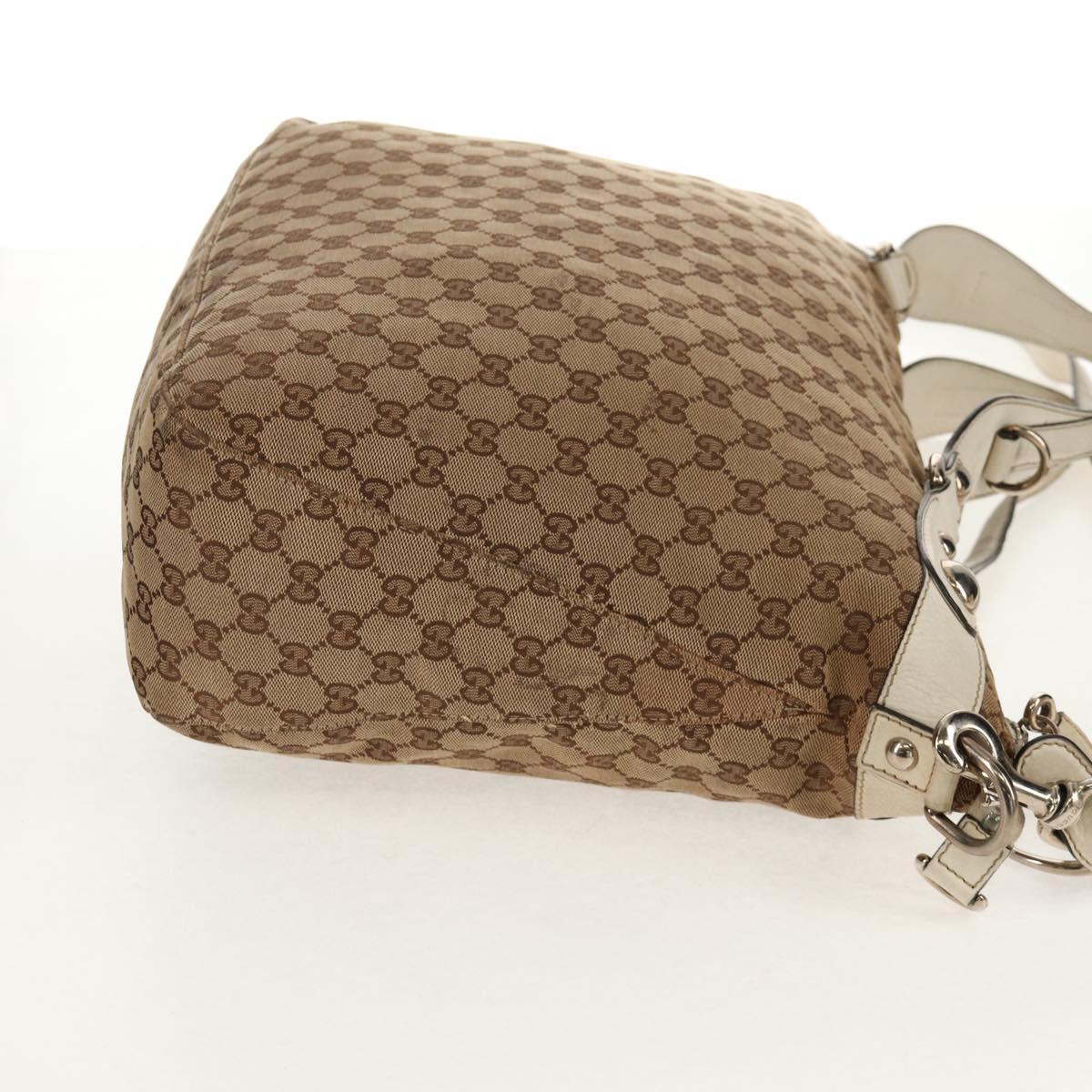 GUCCI GG Canvas Horsebit Tote Bag 2way Beige Gold 232949 Auth 146265