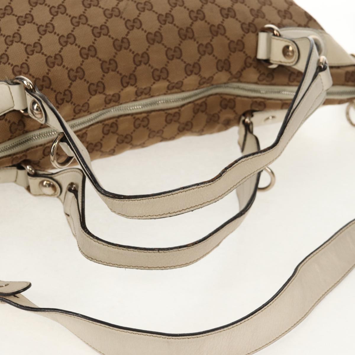 GUCCI GG Canvas Horsebit Tote Bag 2way Beige Gold 232949 Auth 146265