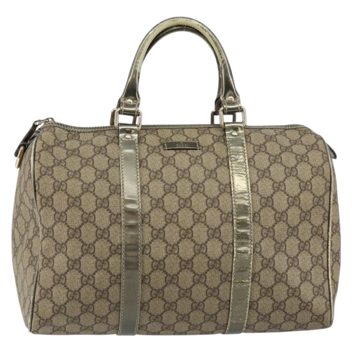 GUCCI GG Supreme Boston Bag PVC Beige Gold 193603 Auth 146267