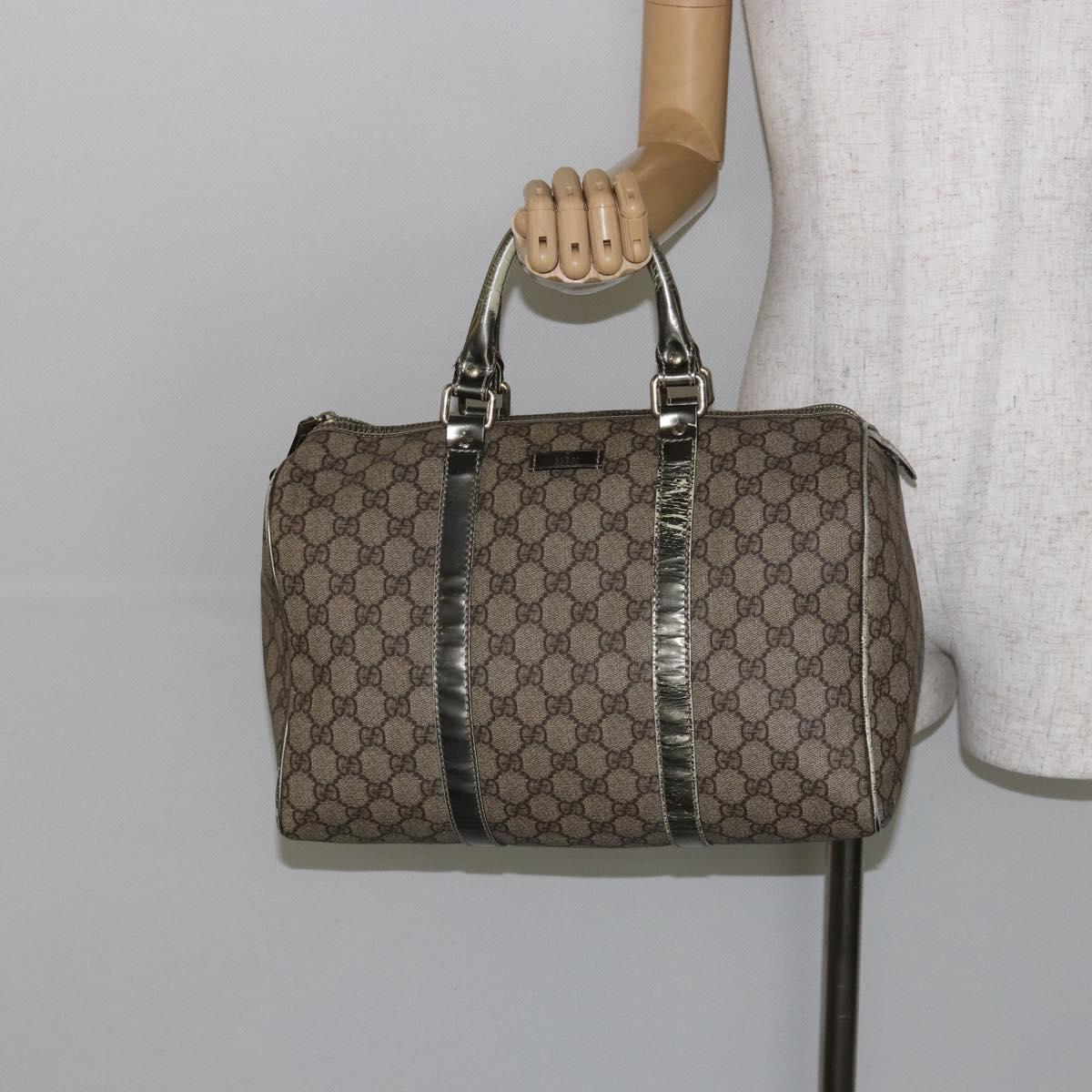 GUCCI GG Supreme Boston Bag PVC Beige Gold 193603 Auth 146267