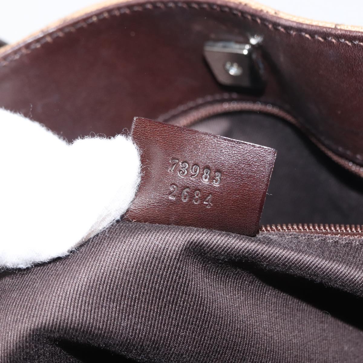 GUCCI GG Canvas Tote Bag Beige Silver 73983 Auth 146269