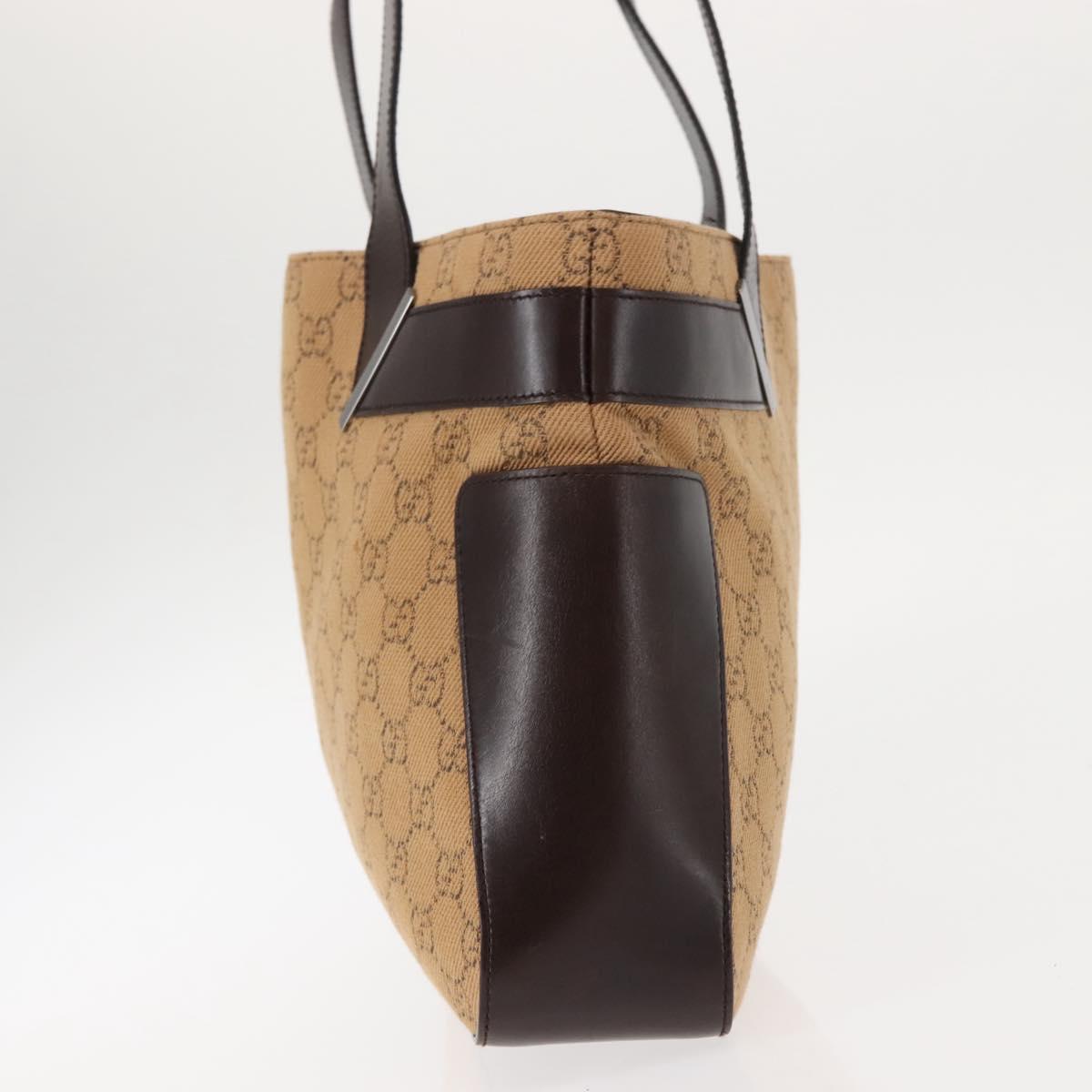 GUCCI GG Canvas Tote Bag Beige Silver 73983 Auth 146269