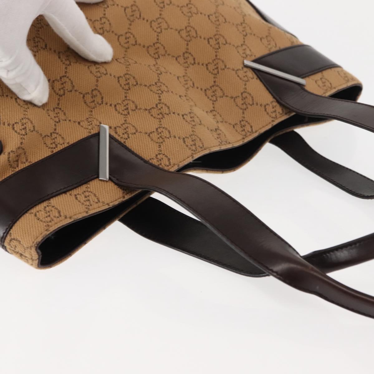 GUCCI GG Canvas Tote Bag Beige Silver 73983 Auth 146269