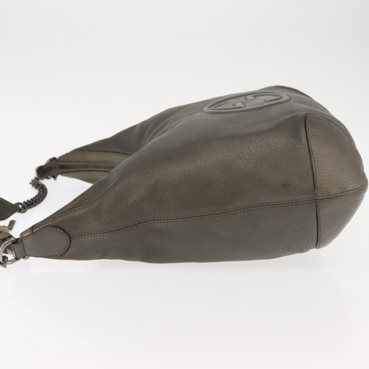 GUCCI Soho Chain Shoulder Bag Leather Gray 326706 Auth 146271