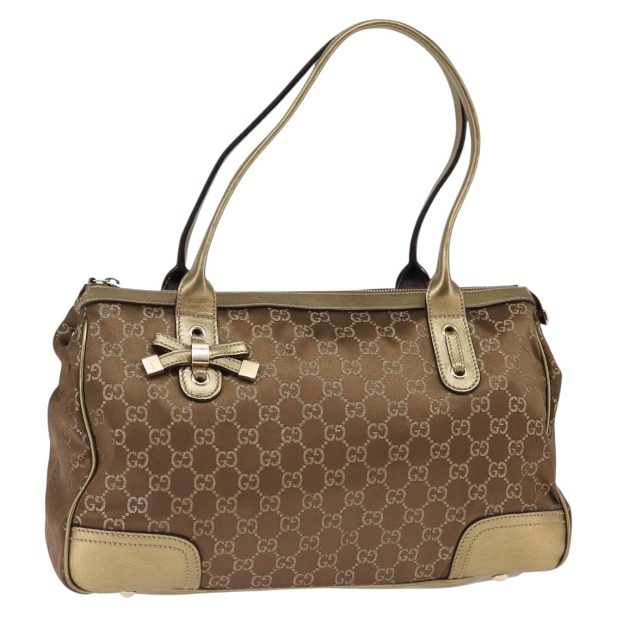 GUCCI Prince GG Canvas Tote Bag Brown Gold 177052 Auth 146272
