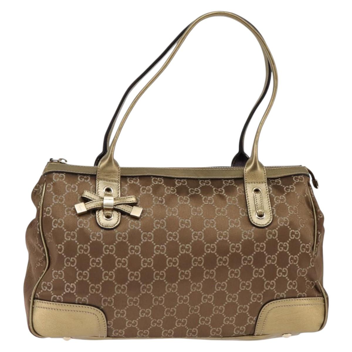GUCCI Prince GG Canvas Tote Bag Brown Gold 177052 Auth 146272