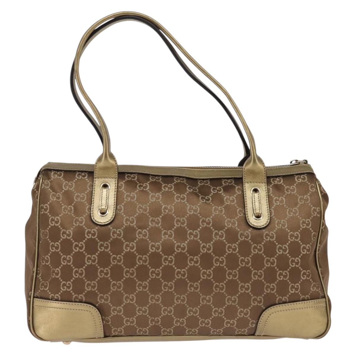 GUCCI Prince GG Canvas Tote Bag Brown Gold 177052 Auth 146272