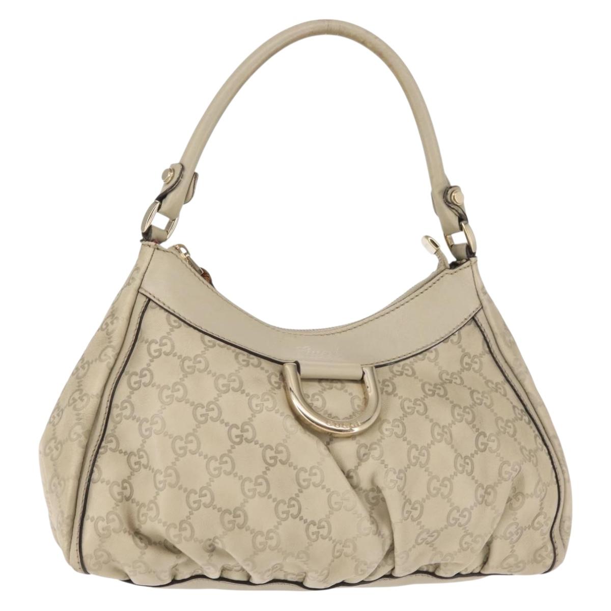 GUCCI Guccissima Abbey GG Canvas Shoulder Bag Leather Beige 190525 Auth 146273