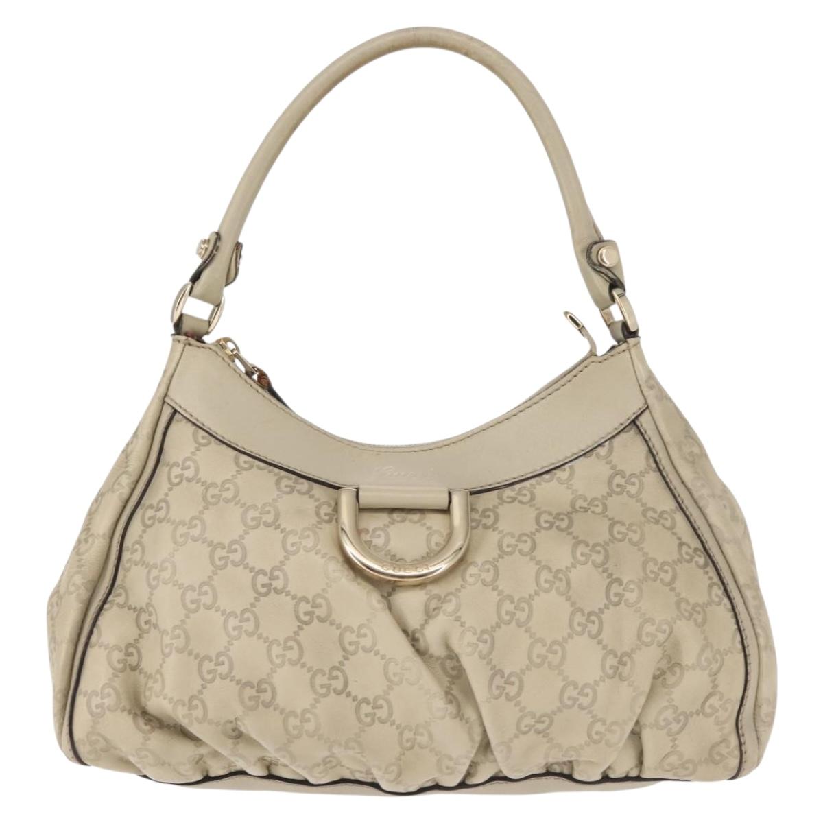 GUCCI Guccissima Abbey GG Canvas Shoulder Bag Leather Beige 190525 Auth 146273