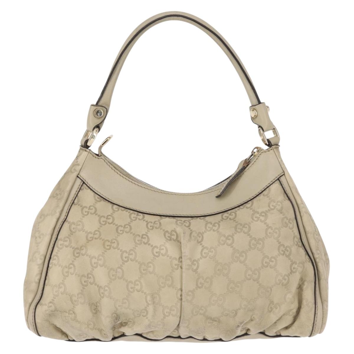 GUCCI Guccissima Abbey GG Canvas Shoulder Bag Leather Beige 190525 Auth 146273