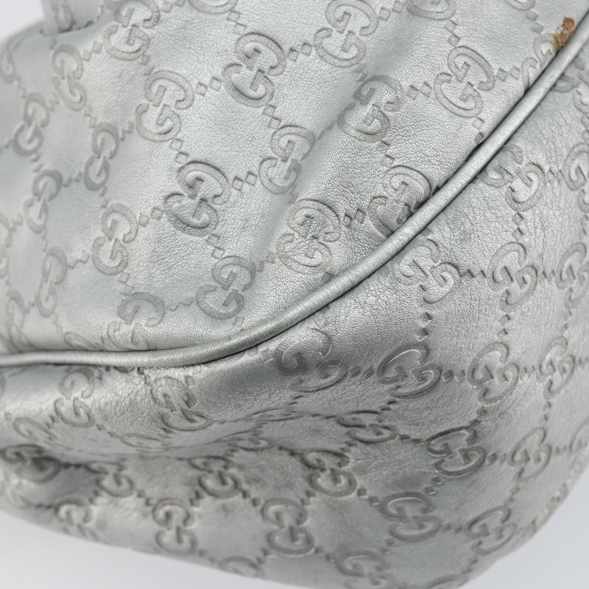 GUCCI Guccissima GG Canvas Shoulder Bag Leather Silver 232955 Auth 146274