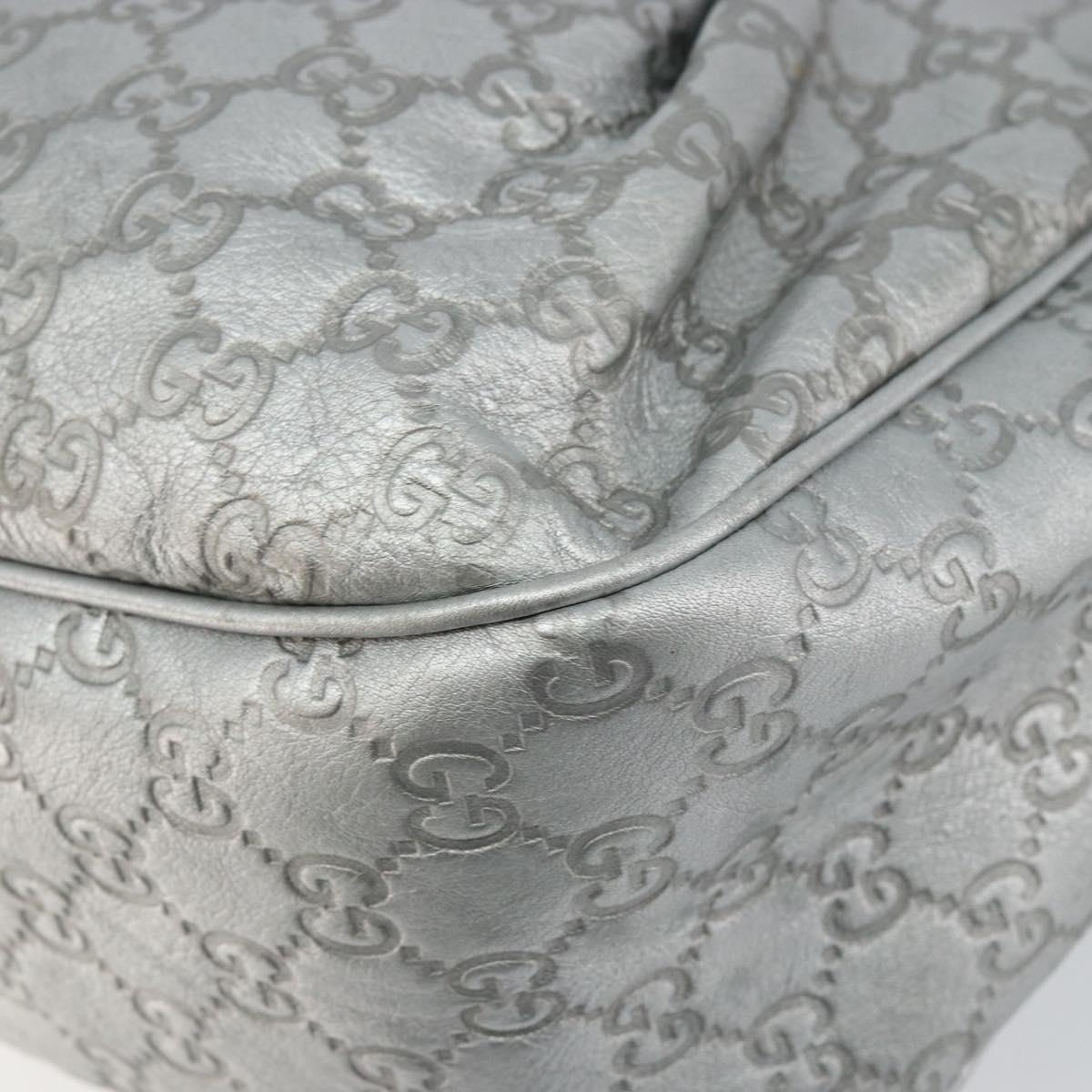GUCCI Guccissima GG Canvas Shoulder Bag Leather Silver 232955 Auth 146274
