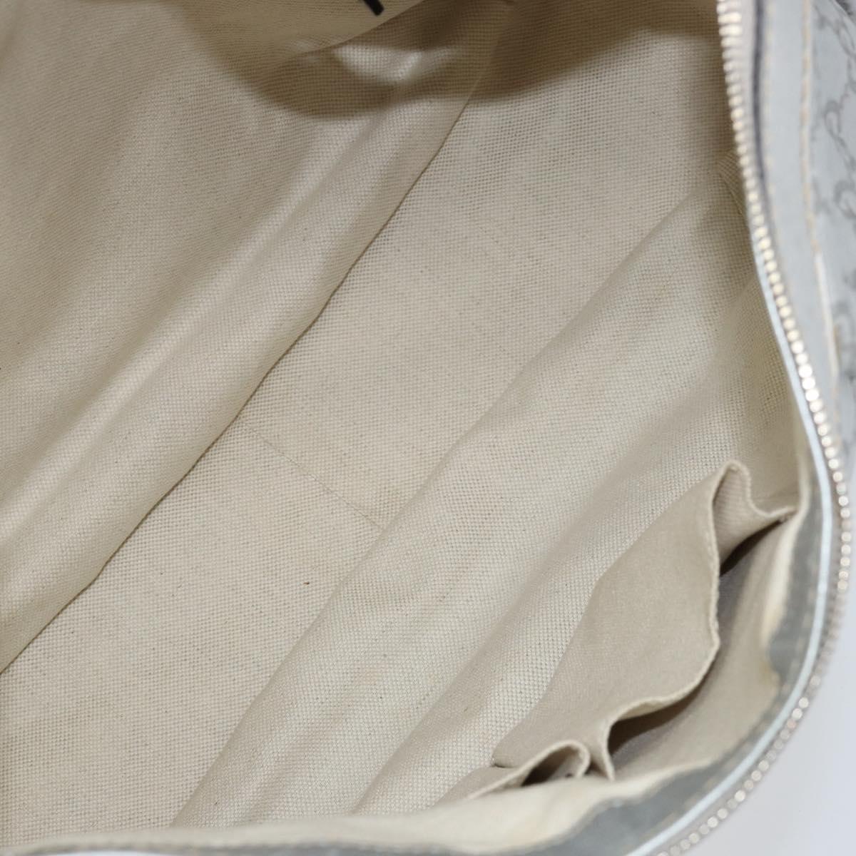 GUCCI Guccissima GG Canvas Shoulder Bag Leather Silver 232955 Auth 146274