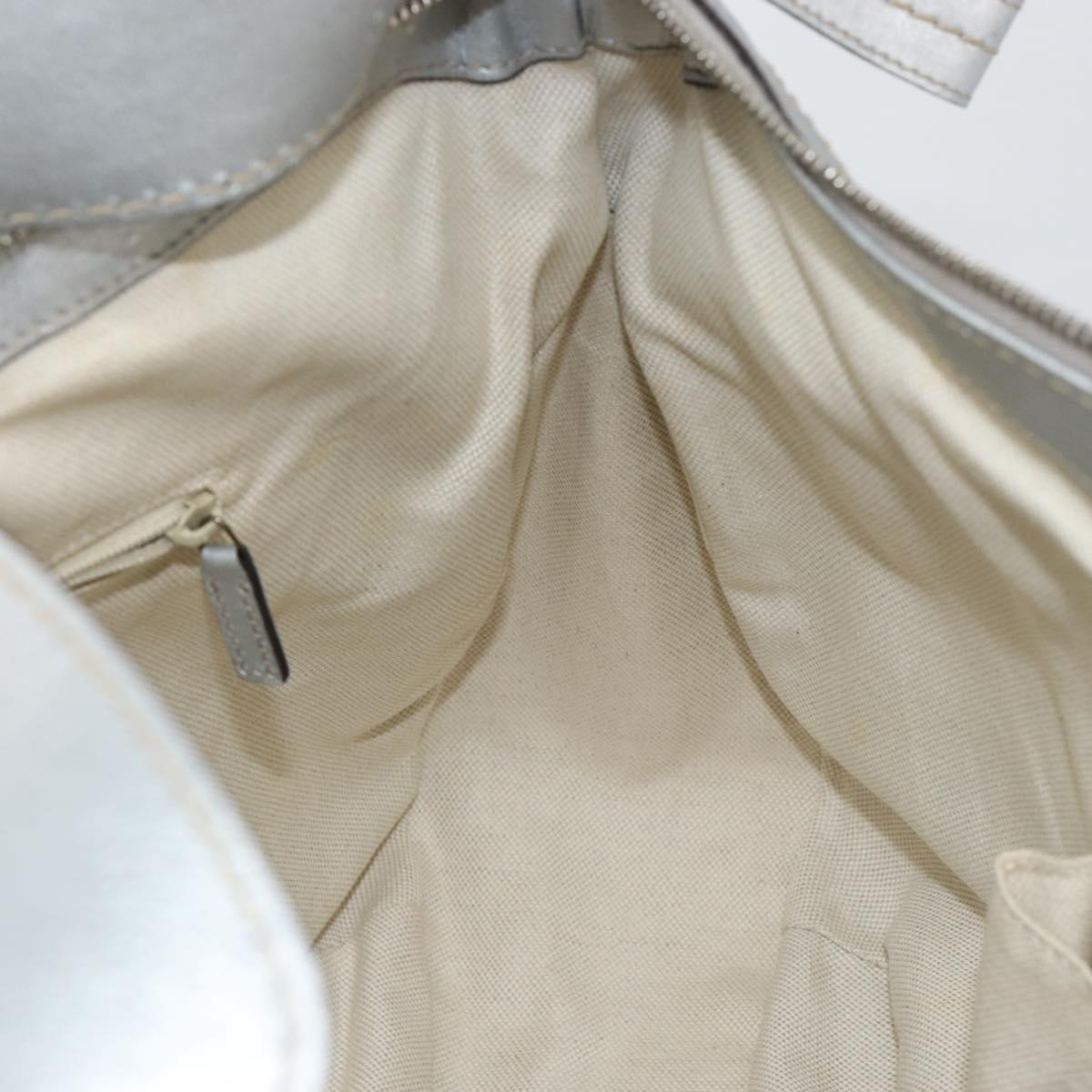 GUCCI Guccissima GG Canvas Shoulder Bag Leather Silver 232955 Auth 146274