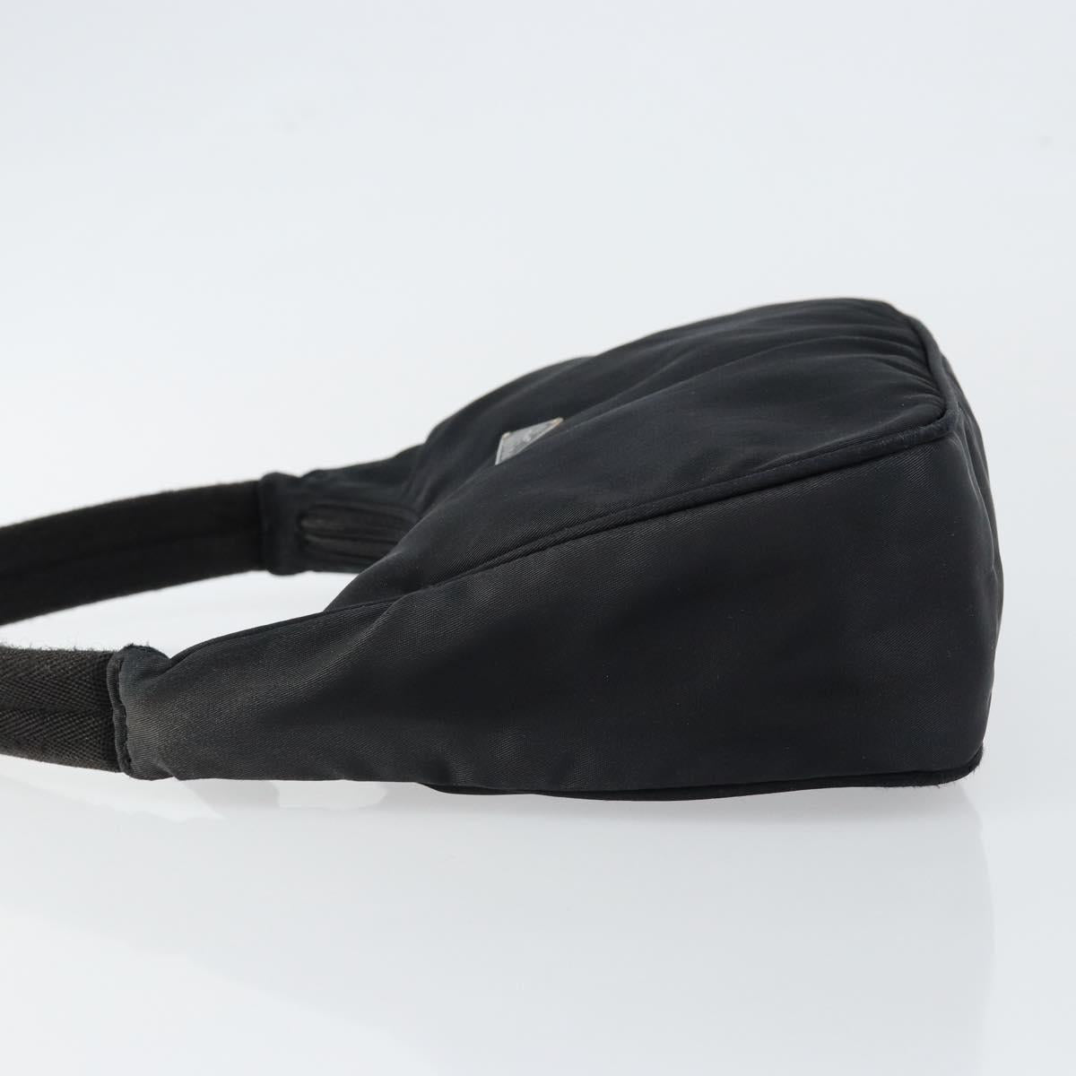 PRADA Hand Bag Nylon Black Silver Auth 146276