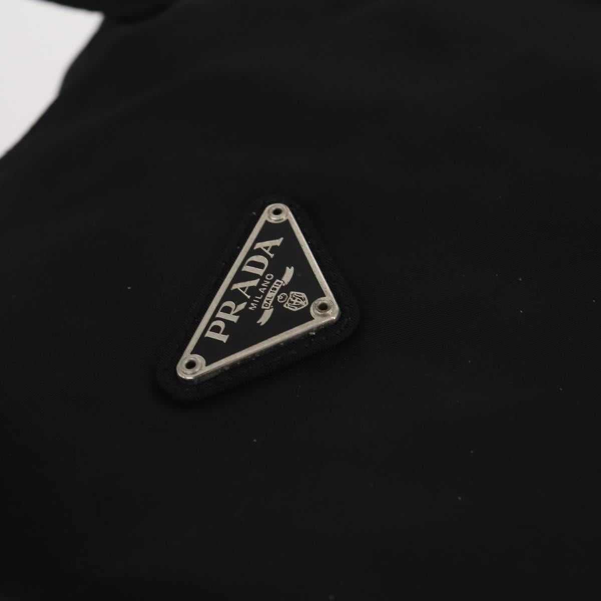 PRADA Boston Bag Nylon 2way Black Silver Auth 146277