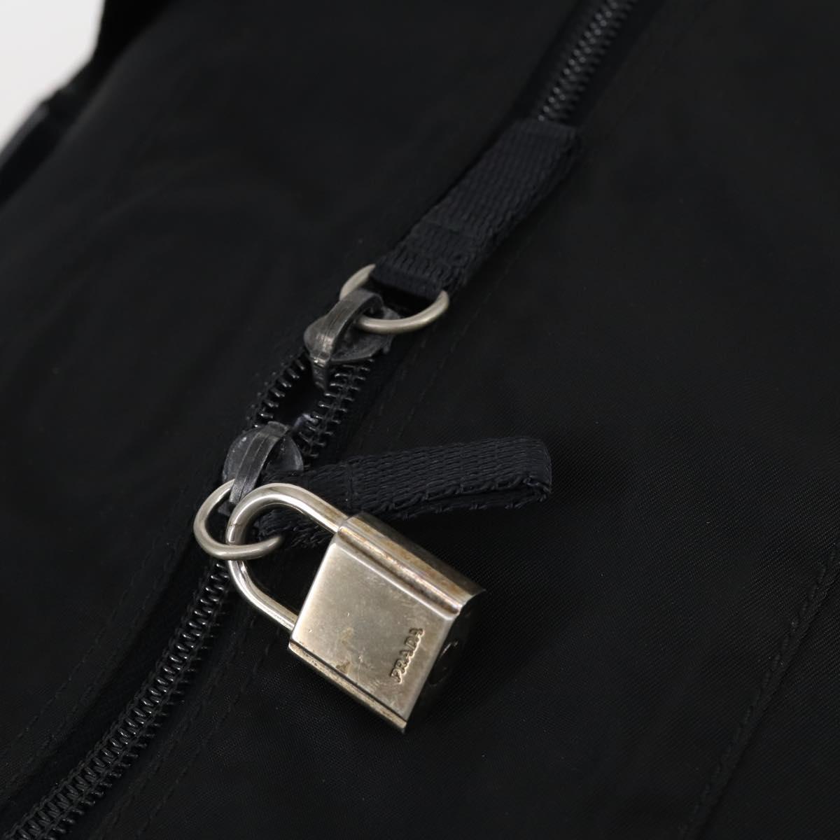 PRADA Boston Bag Nylon 2way Black Silver Auth 146277