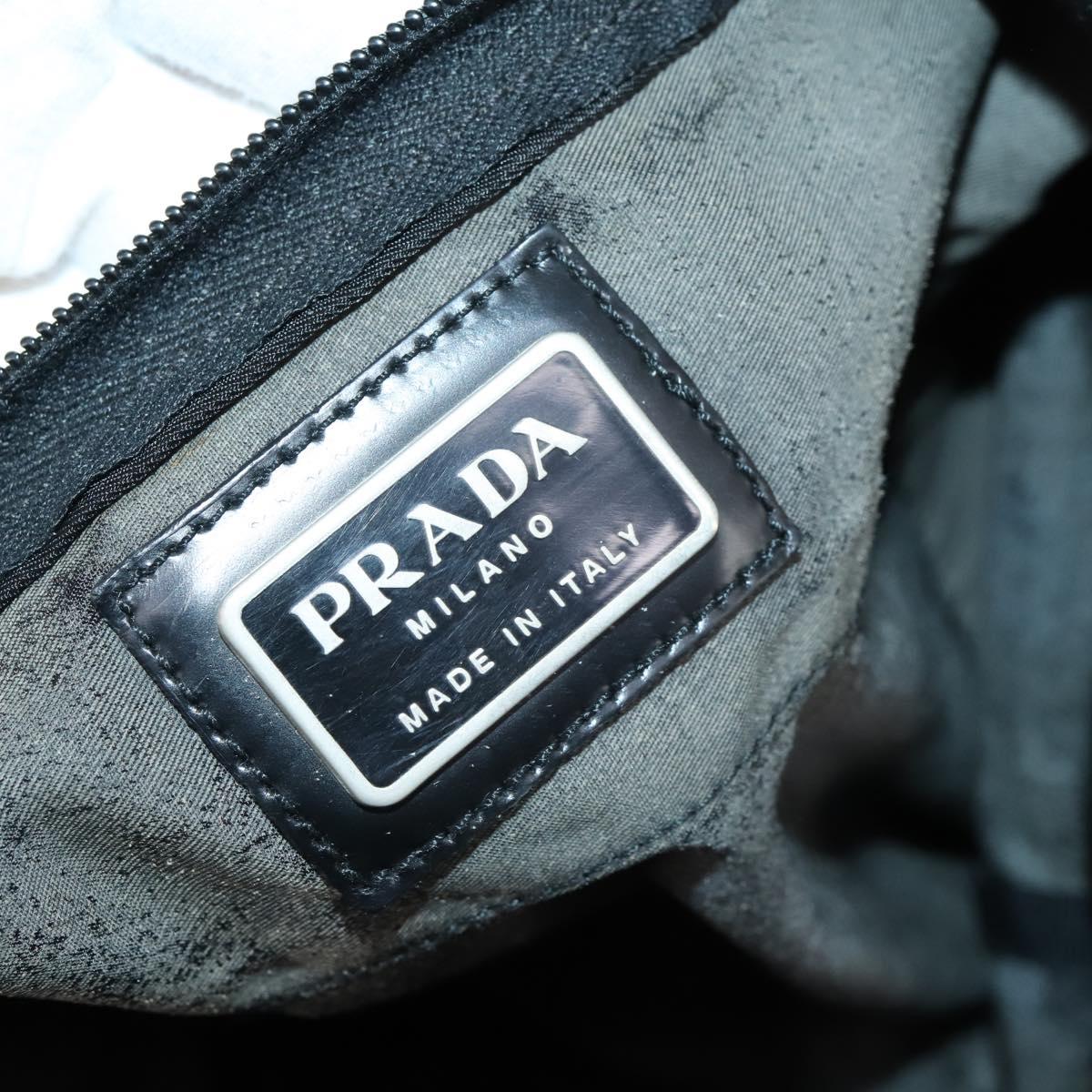 PRADA Boston Bag Nylon 2way Black Silver Auth 146277