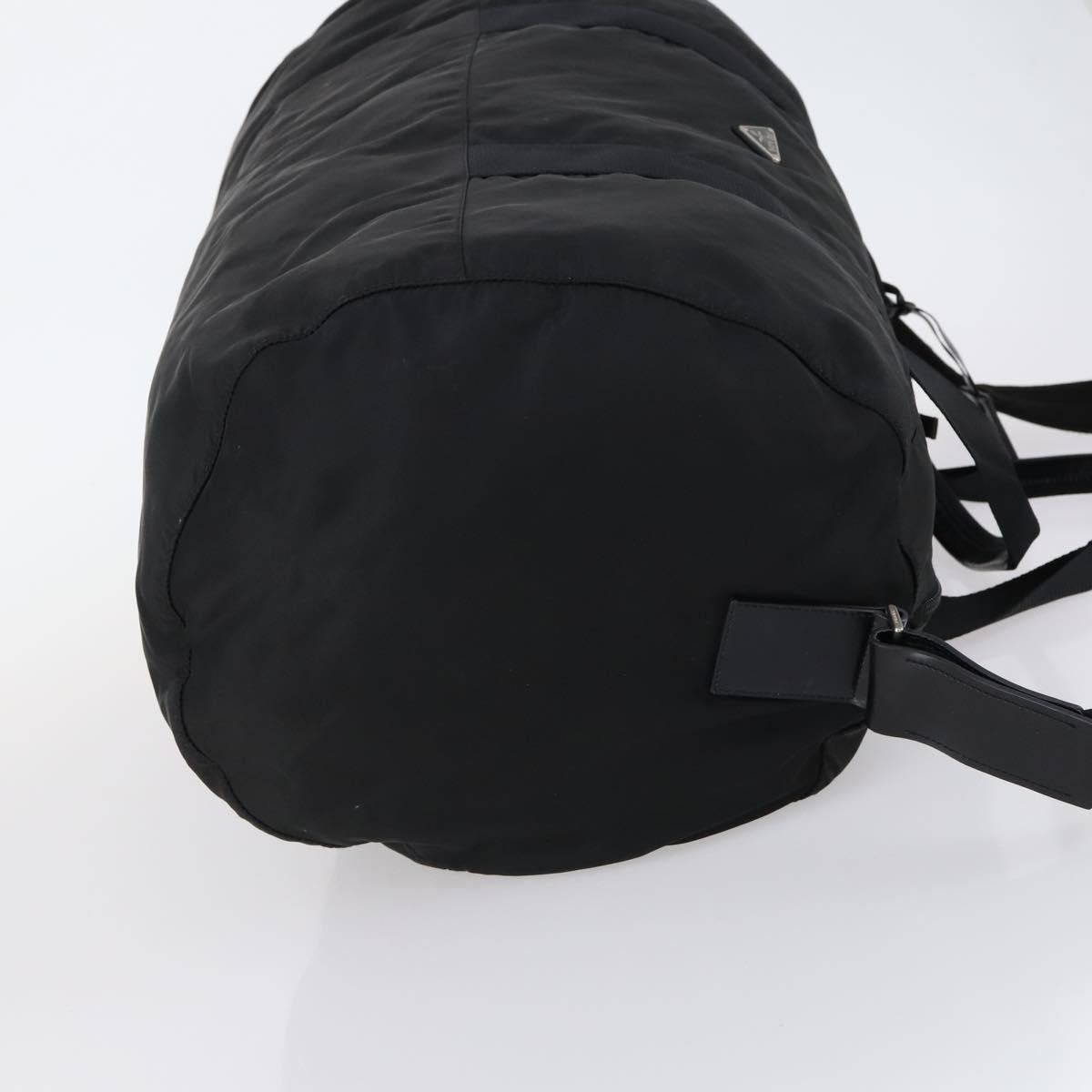 PRADA Boston Bag Nylon 2way Black Silver Auth 146277