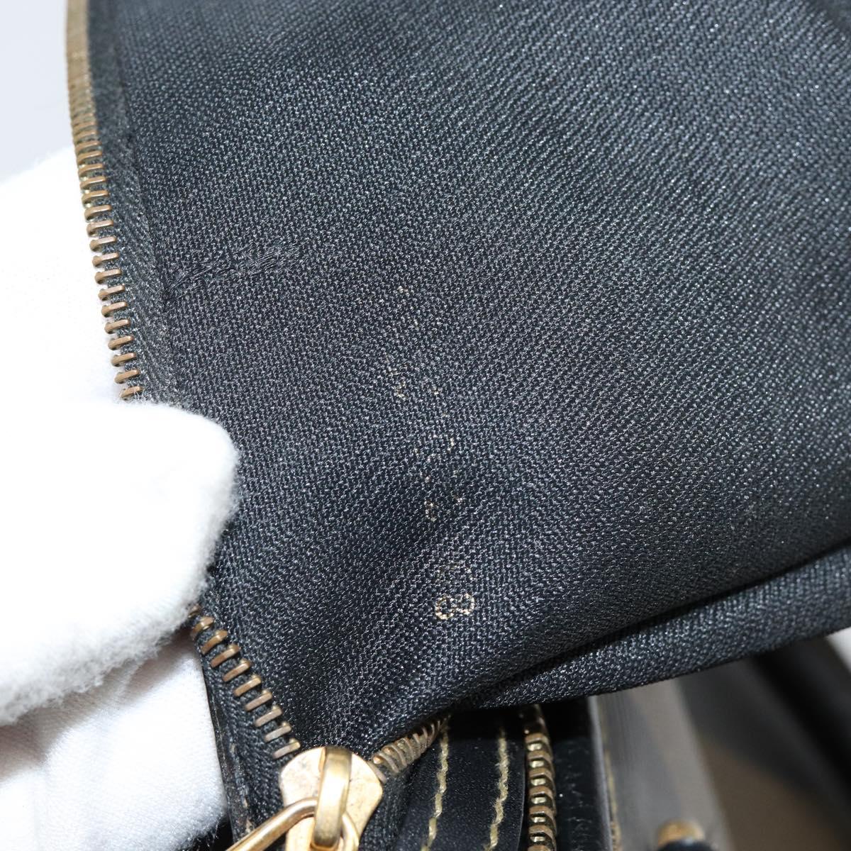 FENDI Pecan Canvas Hand Bag PVC Black Brown Auth 146279