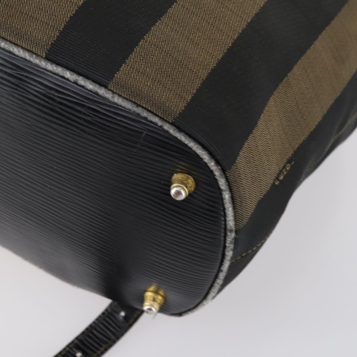 FENDI Pecan Canvas Backpack Brown Black Auth 146280