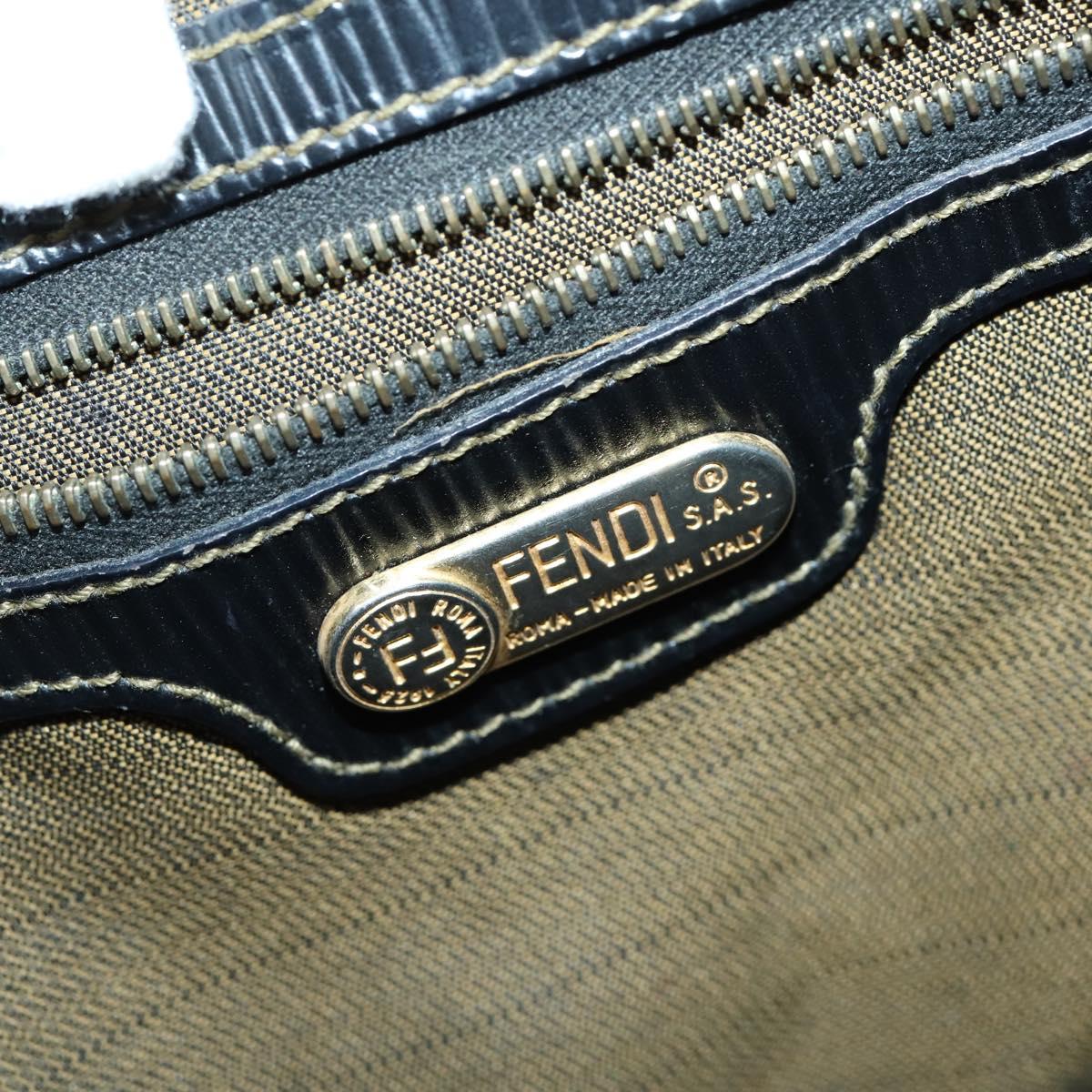 FENDI Pecan Canvas Backpack Brown Black Auth 146280