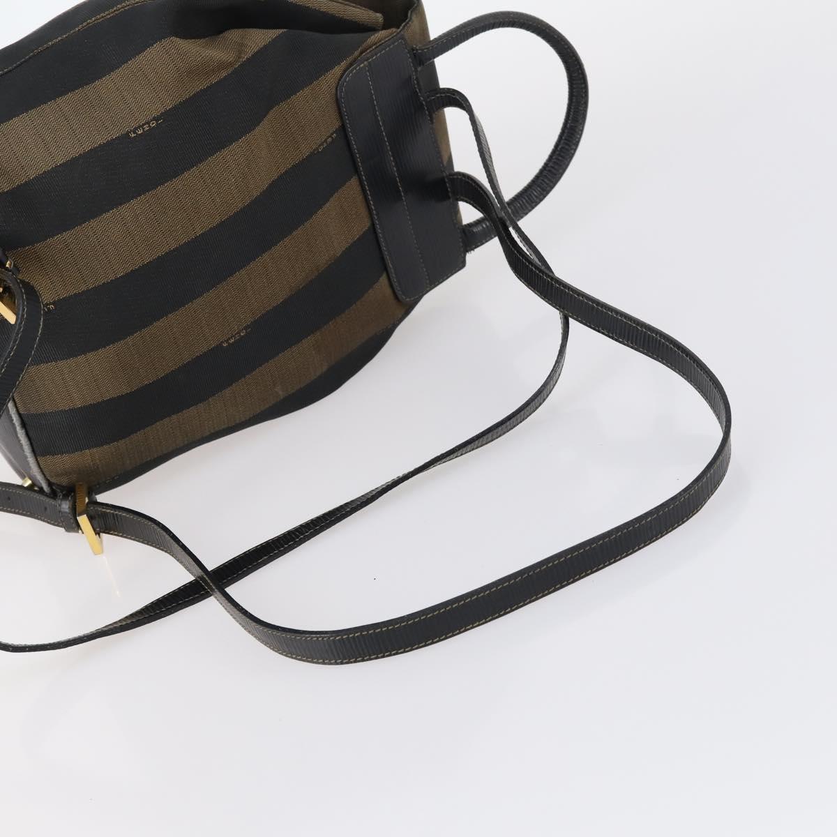 FENDI Pecan Canvas Backpack Brown Black Auth 146280