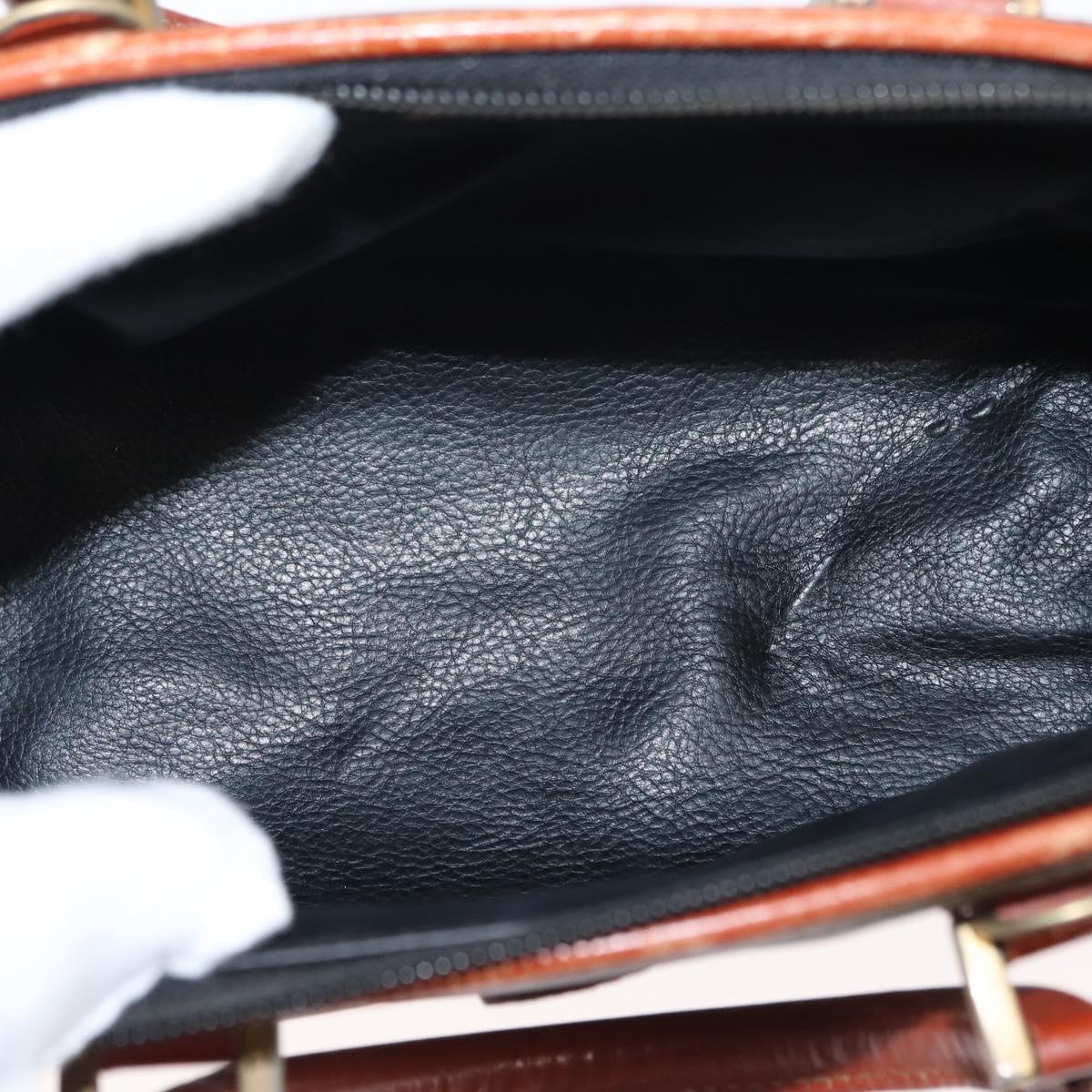 FENDI Pecan Canvas Hand Bag PVC Black Brown Auth 146281