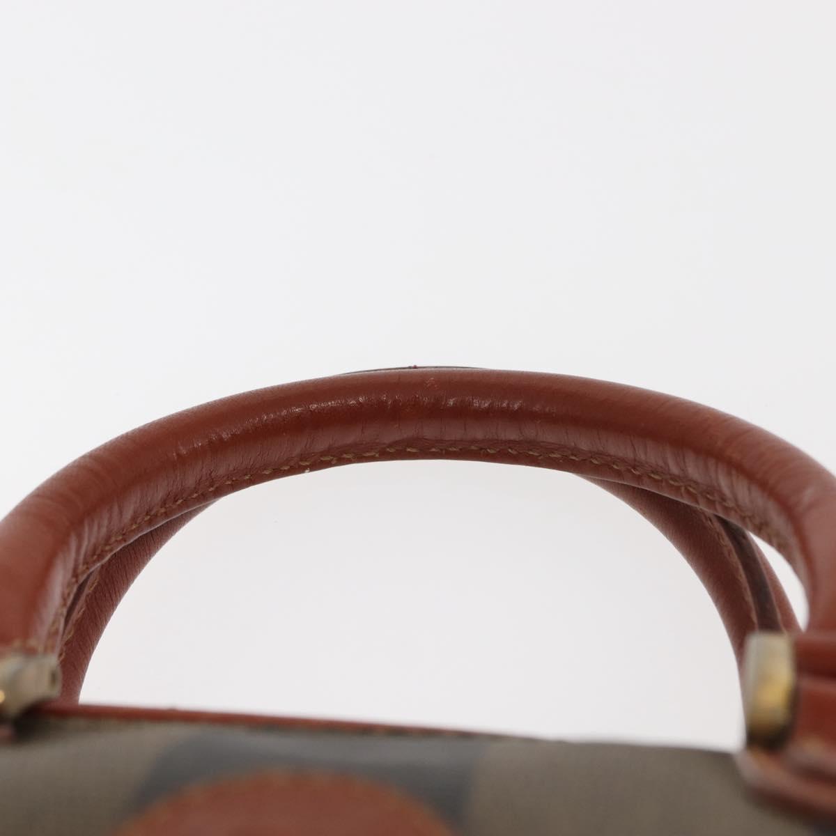 FENDI Pecan Canvas Hand Bag PVC Black Brown Auth 146281