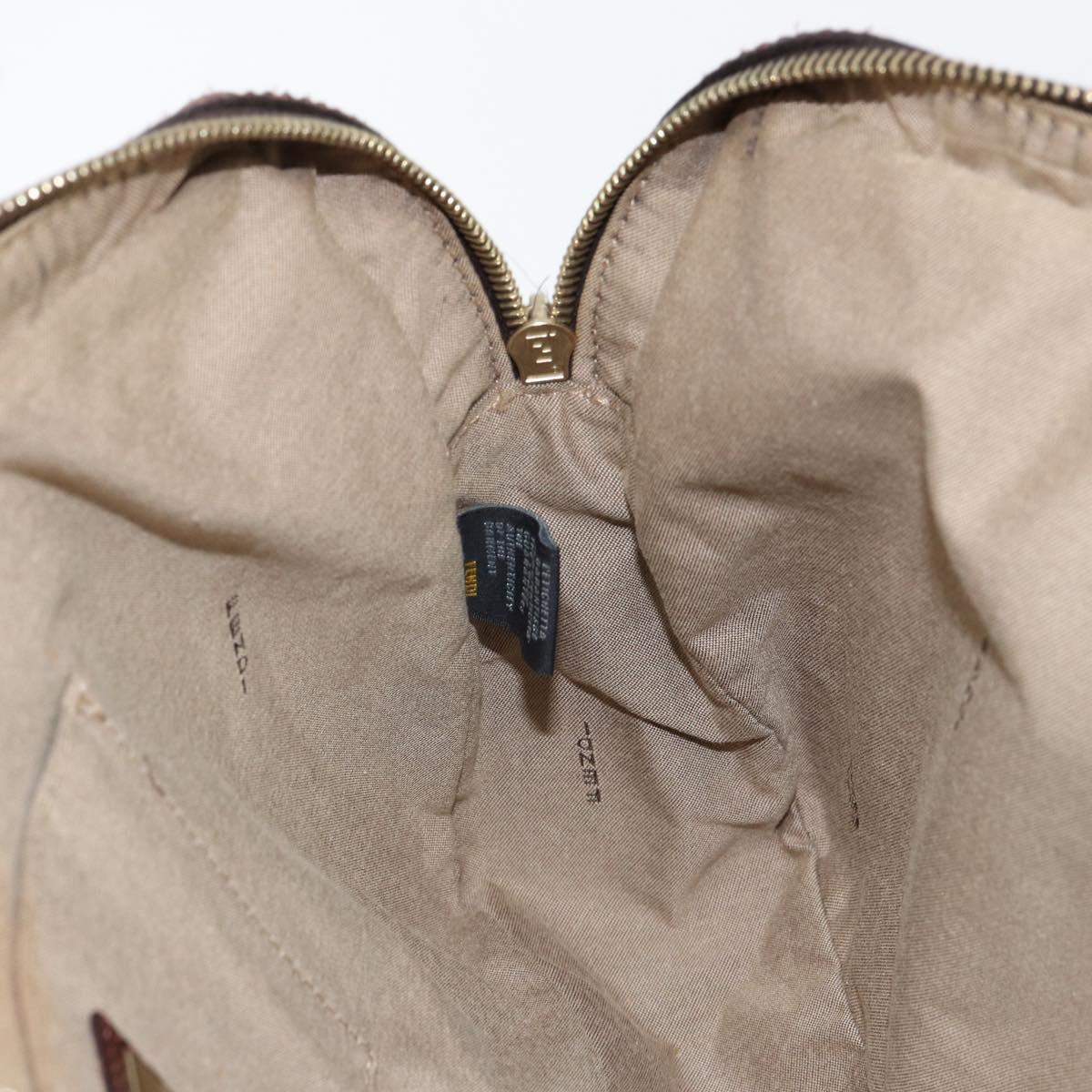 FENDI Zucchino Canvas Tote Bag Brown Gold Auth 146282