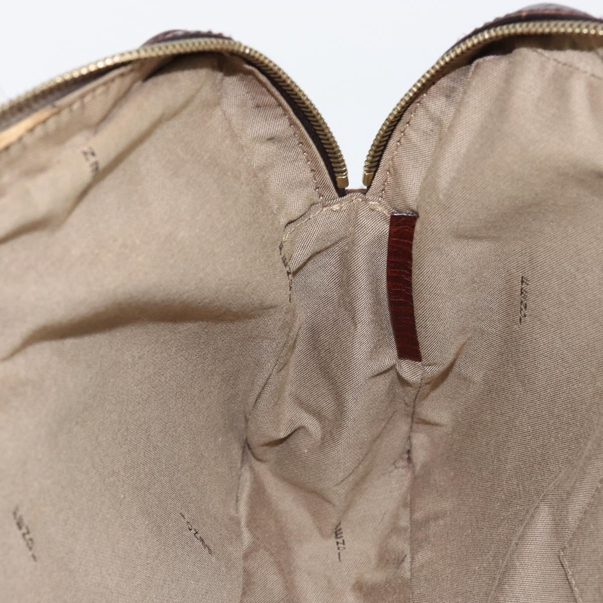 FENDI Zucchino Canvas Tote Bag Brown Gold Auth 146282