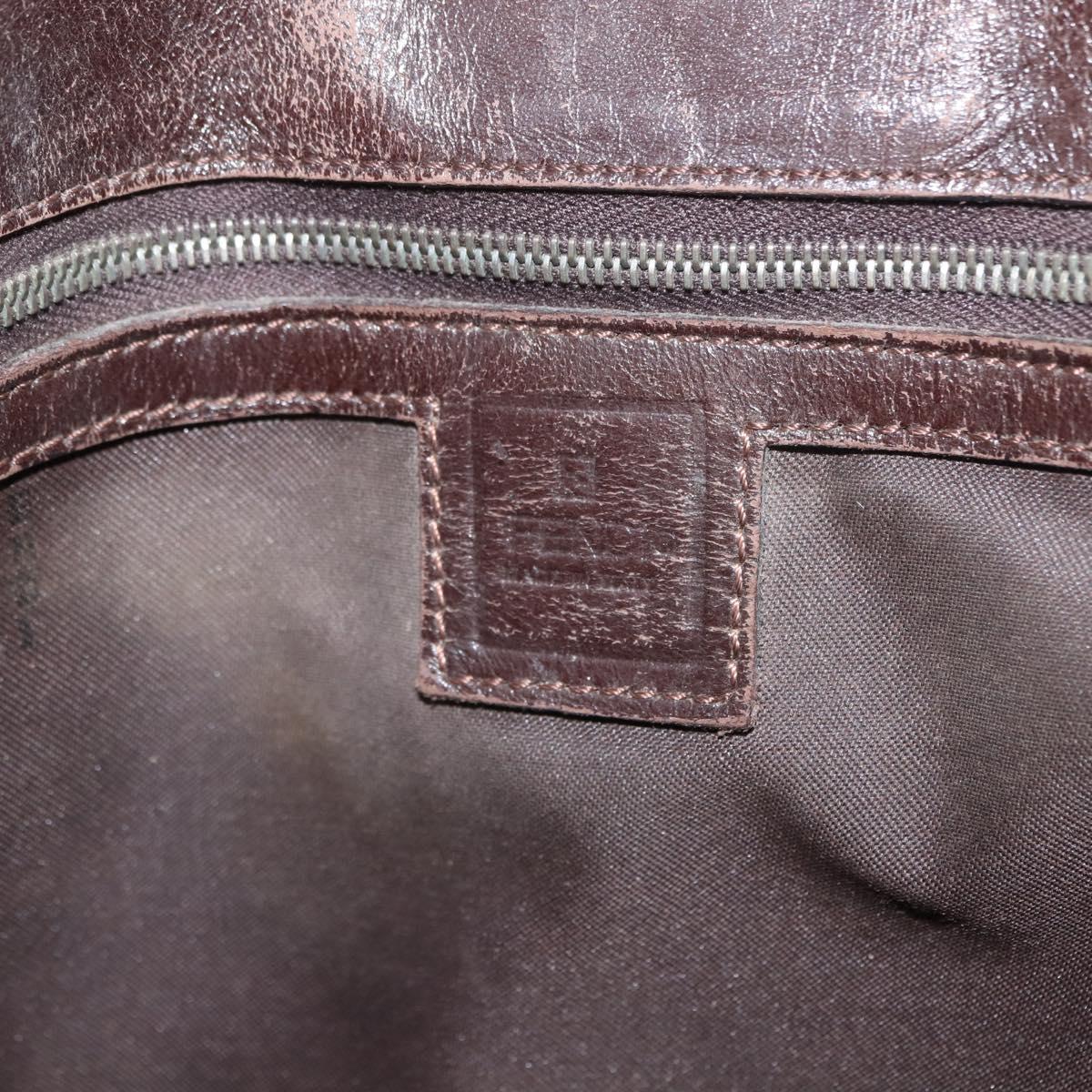 FENDI Zucca Canvas Mamma Baguette Tote Bag Black Brown Auth 146284