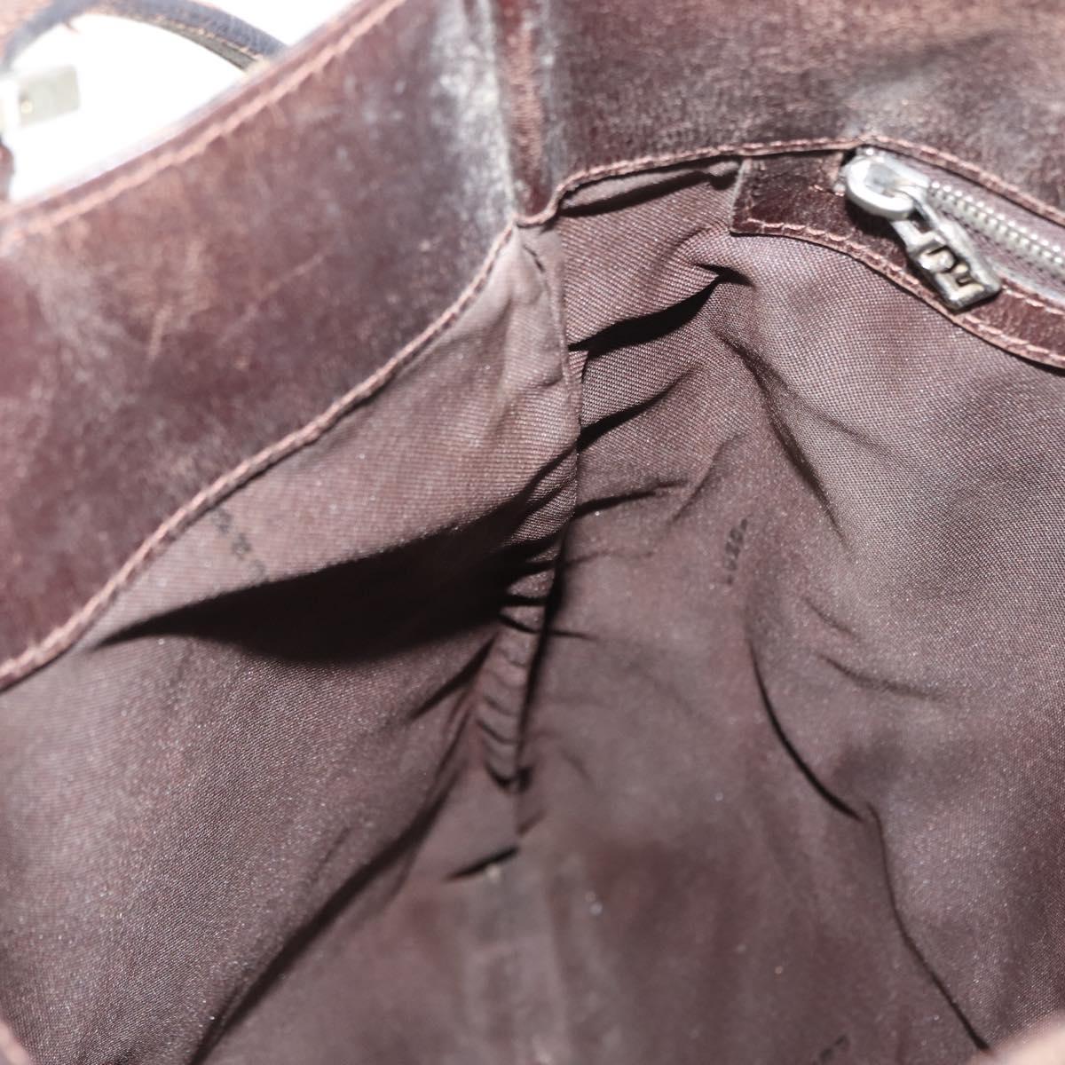 FENDI Zucca Canvas Mamma Baguette Tote Bag Black Brown Auth 146284