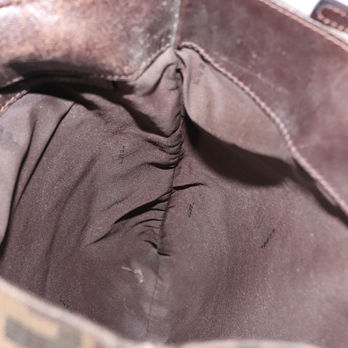 FENDI Zucca Canvas Mamma Baguette Tote Bag Black Brown Auth 146284