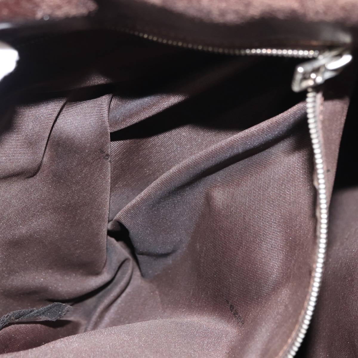 FENDI Zucca Canvas Mamma Baguette Tote Bag Black Brown Auth 146284